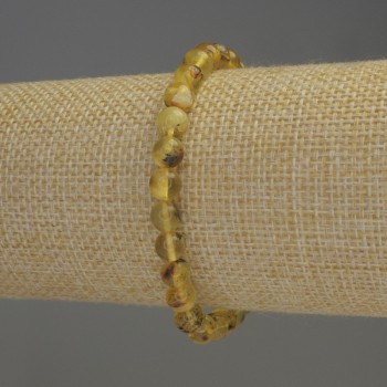 Náramek z jantaru s hladkými kuličkami, průměr 6–6,5 mm, délka 18 cm, elastický