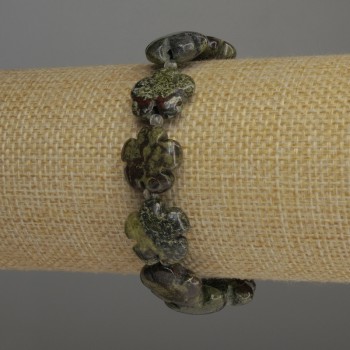 Náramek z jaspisu „Krev draka“ květ, průměr 15 mm ±, s korálkami 3 mm, délka 18 cm, elastické provedení