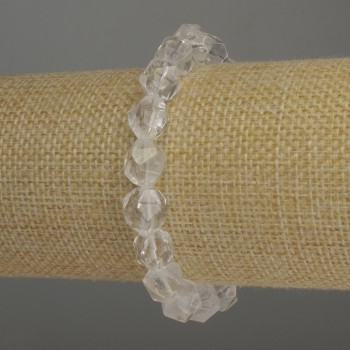 Náramek z horského křišťálu s multifacetními fasetami, průměr 10×9 mm, délka 18 cm, elastický