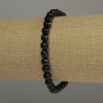 Náramek z achátu, brusované korálky, průměr 6 mm, elastický