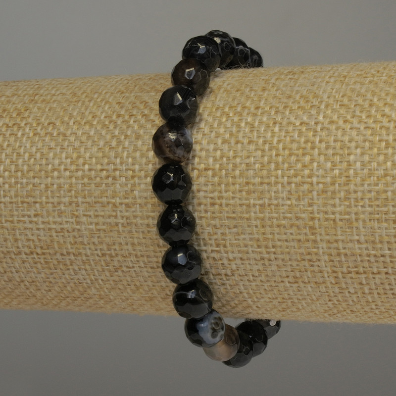 Náramek z broušeného achátu – broušené korálky, průměr 8 mm, délka 18 cm, elastický
