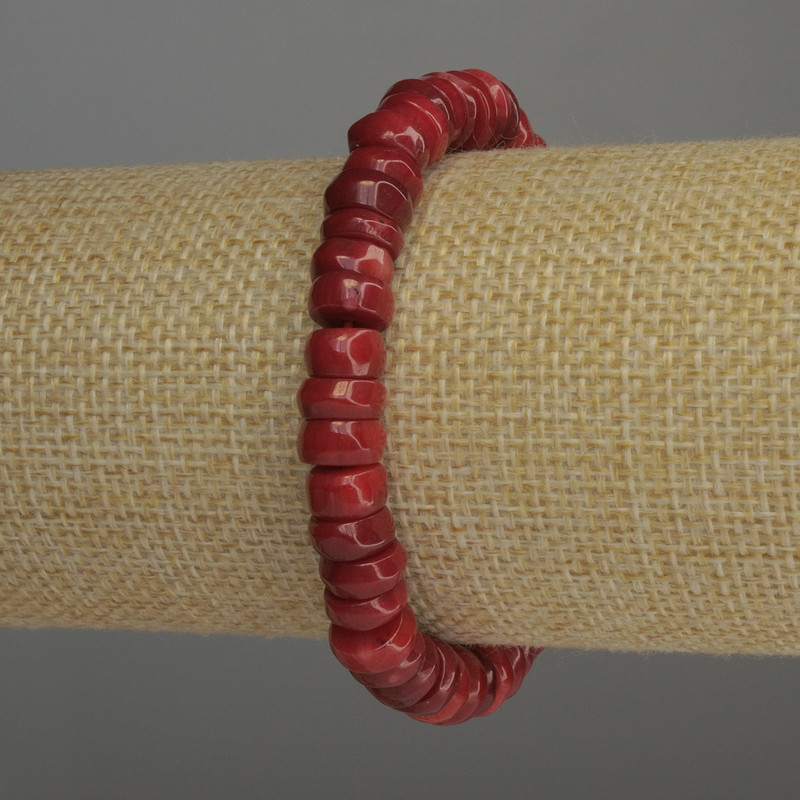 Náramek z korálu rondel, průměr 9×3–4 mm, délka 18 cm, elastický
