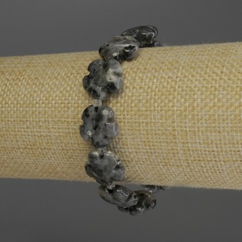 Náramek z labradoritu «Květina», průměr 15 mm ±, s korálky 3 mm ±, délka 18 cm, pružný