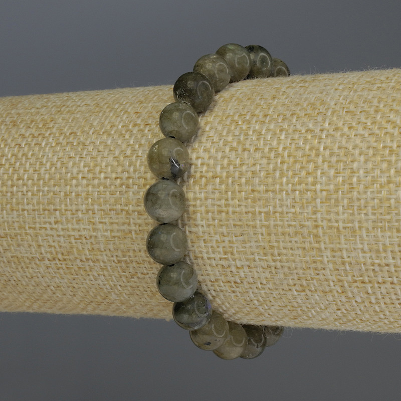 Náramek z labradoritu – hladké kuličky, průměr 8 mm, délka 18 cm, elastický