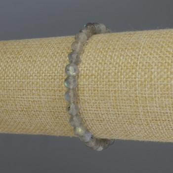 Náramek z labradoritu – hladké korálky, průměr 6 mm, délka 18 cm, elastický