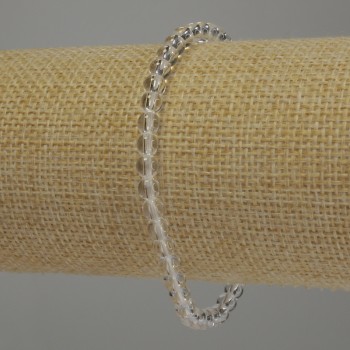 Náramek z horského křišťálu – hladké kuličky, průměr 4 mm ±, délka 18 cm, pružný