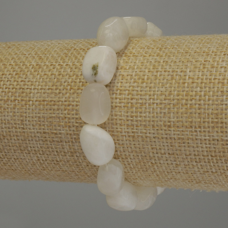 Náramek z adularitu, facetované korálky, průměr 13×8 mm, délka 18 cm, elastický