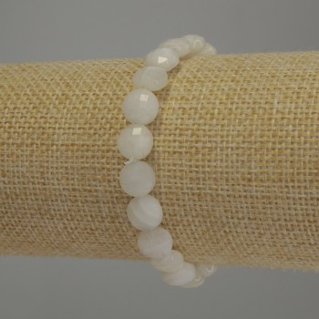 Náramek z adularitu, fasetované mince, průměr 8 mm, délka 18 cm, pružný