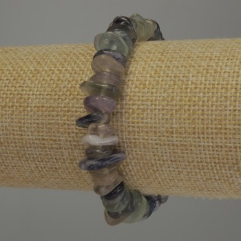 Náramek z fluoritu – drobné úlomky, průměr 10–14×3 mm ±, délka 18 cm, elastický