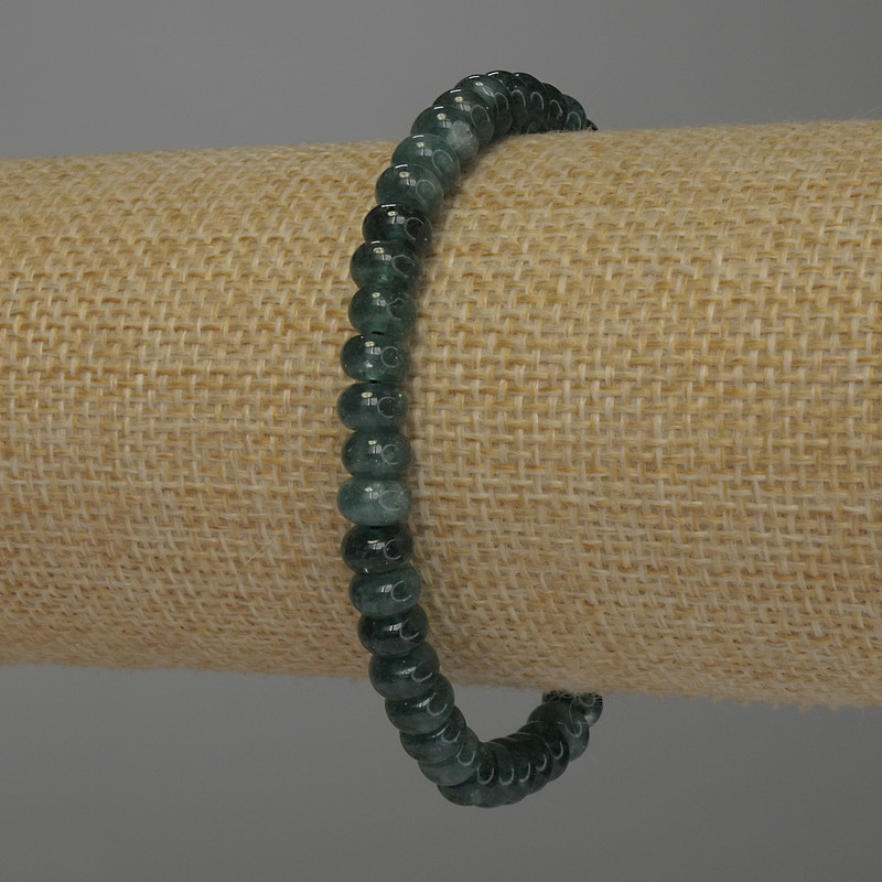 Náramek ze zeleného aventurínu, rondelové korálky, průměr 6×4 mm, délka 18 cm ±, elastický