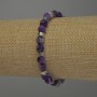 Náramek z achátu, hladké kuličky 6 mm ± s kovovými vložkami, délka 18 cm, elastický