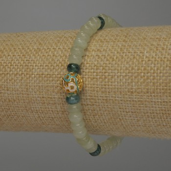 Náramek z onyxu rondely, průměr 6×4 mm, délka cca 18 cm – elastický