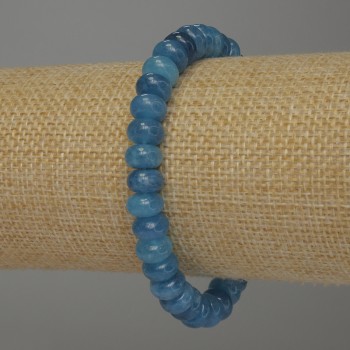 Náramek z akvamarínu ve tvaru rondelů, průměr 8×5 mm, délka 18 cm, pružný