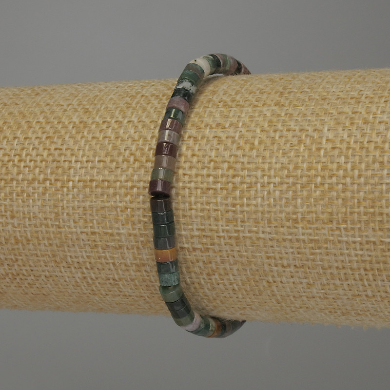 Náramek ze zeleného jaspisu, rondelové korálky, průměr 4×2 mm, délka 18 cm, na elastické gumičce