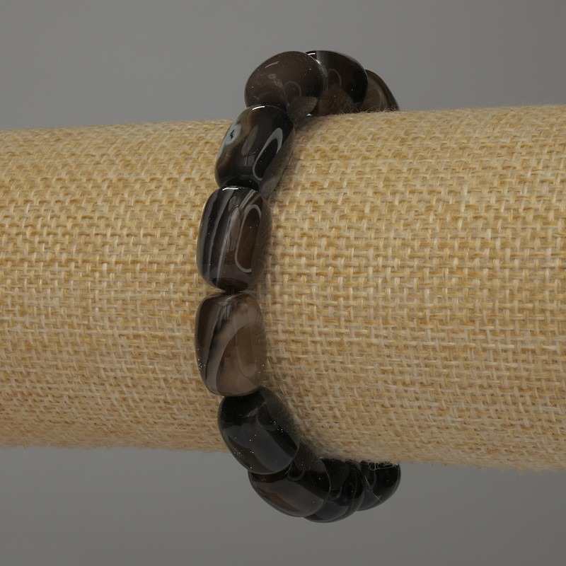 Náramek z achátu barilového tvaru 14×10 mm, délka 18 cm, elastický