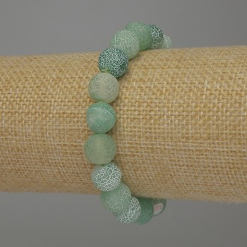 Náramek Mrazivý achát – hladké kuličky, průměr 10 mm ±, délka 18 cm, elastický