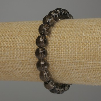 Náramek z kouřového topazu, brusované kuličky, průměr 9,5 mm, délka 18 cm, elastický