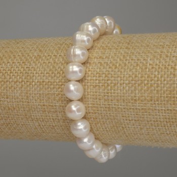 Náramek z říčních perel, průměr 9×8 mm, délka 18 cm (elastický)