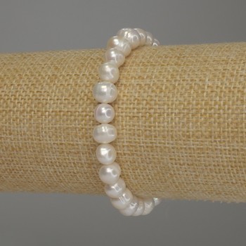 Náramek z říčních perel, průměr perliček cca 7–8 mm, délka 18 cm (elastický)