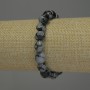 Náramek ze sněžného obsidiánu „Slzy Apačů“ – brusované korálky, průměr 9–12×9 mm, délka 18 cm, elastický