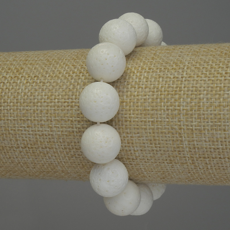 Náramek z bílého porézního korálu s kuličkami, průměr 14 mm, délka 18 cm, elastický