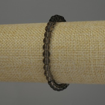 Náramek z dýmového topazu, hladké kuličky, průměr cca 6 mm, délka 18 cm, elastický
