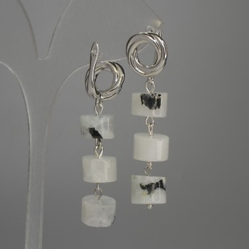 Náušnice z adularitu rondel, průměr 10×7 mm, délka cca 50 mm