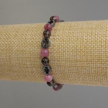 Náramek Asorti kuličky, průměr 6 mm ±, ovál 8×6 mm ±, délka 18 cm, pružný