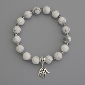 Náramek z chalcedonu – kuličky Ø 8 mm ±, český křišťál rondel 3,5×3 mm ±, délka cca 18 cm ±, elastický základ