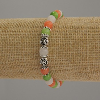 Náramek assort – hladké korálky, průměr 6 mm ±, s kovovými vložkami, délka 18 cm, na pružné gumičce