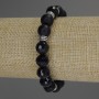 Náramek Assorti hladká kulička a facetovaná kulička, průměr 10 mm ±, s kovovými vsadkami, délka 18 cm, elastický