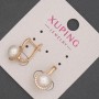 Náušnice Xuping s bílými krystaly a perlou Mallorca, průměr 8 mm, délka 17 mm, pozlacení 18K