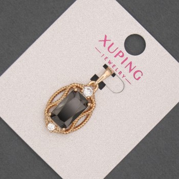 Přívěsek Xuping s černým krystalem a bílými štrasami, průměr 14 mm, délka 28 mm, pozlacení 18K