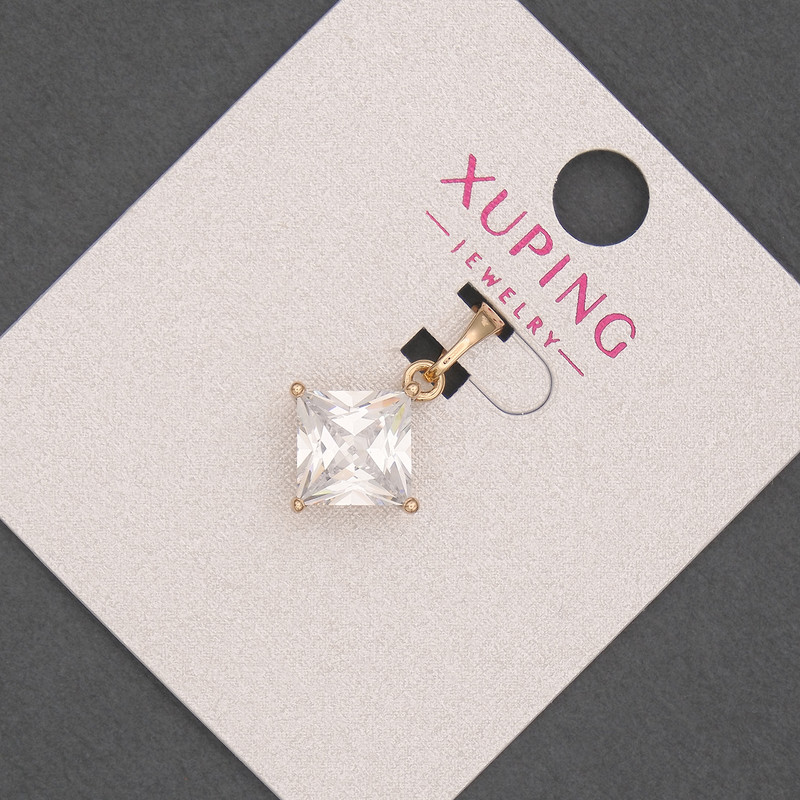 Přívěsek Xuping s bílým krystalem, průměr 12 mm, délka cca 20 mm, pozlacené 18K
