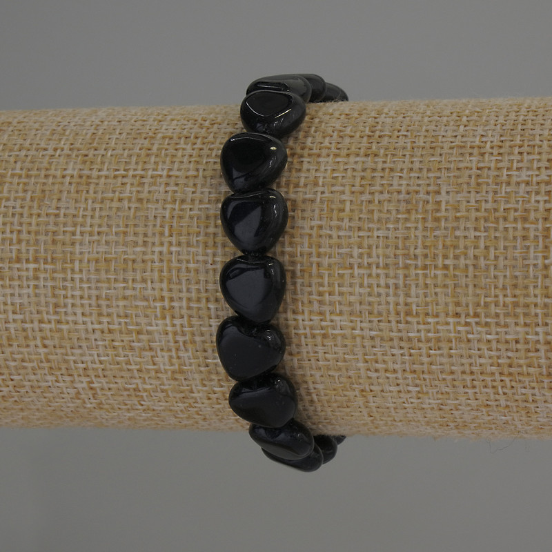 Náramek z achátu, tvar srdce, přírodní kámen, průměr 10×10 mm, délka 18 cm, elastický