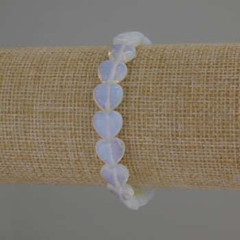 Náramek z měsíčního kamene ve tvaru srdce, průměr 10×10 mm, délka 18 cm, elastický