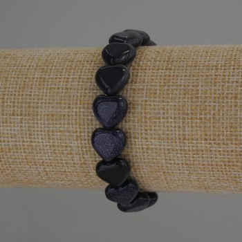 Náramek z aventurínu Noc Kaíry ve tvaru srdce, průměr 12×12 mm, délka 18 cm, elastický