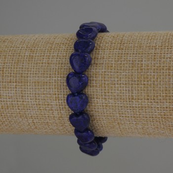Náramek z lazuritu ve tvaru srdce, průměr 10×10 mm, délka 18 cm, pružný