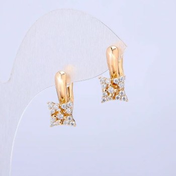 Сережки Xuping Позолота 18К з білими стразами, діаметр 17х8мм +