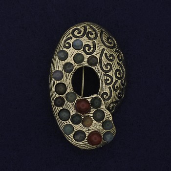 Brožka Akcent Asorti kamínky zlatistý kov 40×25 mm+