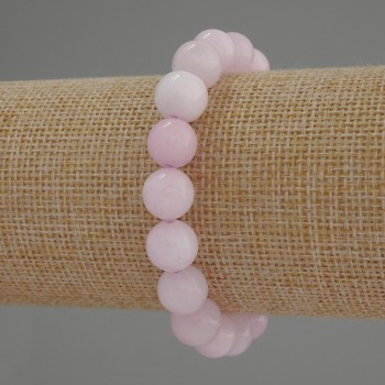 Náramek z kunzitu – hladké kuličky, průměr 10 mm, délka 18 cm, pružný