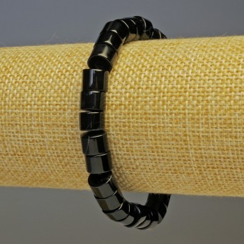 Náramek z achátu cylindrického tvaru, průměr 8×5 mm, délka 18 cm, elastický