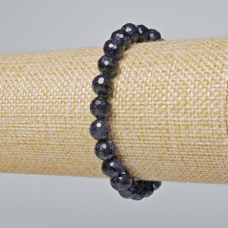Náramek z aventurínu Noční Kaíra (syntetický) brusované korálky, průměr 8 mm, délka 18 cm (elastický)