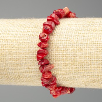 Náramek z korálu, korálová zrnka 6×3 mm, délka 18 cm (na gumičce)