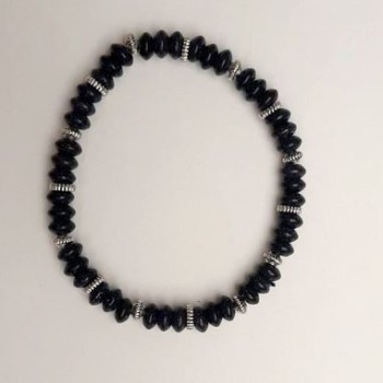 Náramek z aventurínu «Modrý písek noci Káhiry» rondelových korálků, průměr 3×6 mm, se stříbrnými vložkami, délka 18 cm ± (elastická šňůrka)