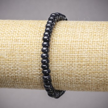 Náramek na gumičku aventurín – Modrý písek – Noční Kaíra (lisovaný) hladký rondel, průměr 6×4 mm ±, délka 18 cm