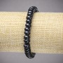 Náramek na elastické gumičce z aventurínu Modrý písek «Noc Káhiry» (lisovaný), hladké rondely, průměr 8×5 mm, délka 18 cm