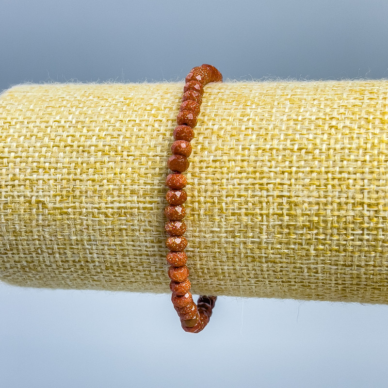 Náramek z aventurínu «Zlatý písek» brusovaný rondel, průměr 5×3 mm ±, délka 18 cm (elastický)