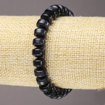 Náramek na gumičku z aventurinu – Noční Káhiry, modrý písek (stlačený) hladký rondel, průměr 9×7 mm