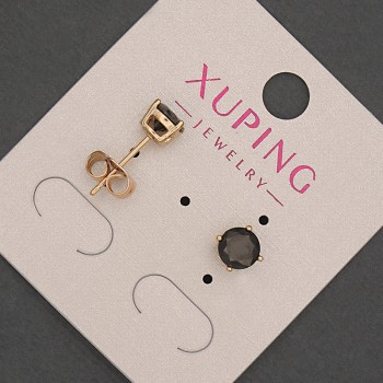 Náušnice peckové Xuping s černým krystalem, průměr cca 6 mm, 18K pozlacení